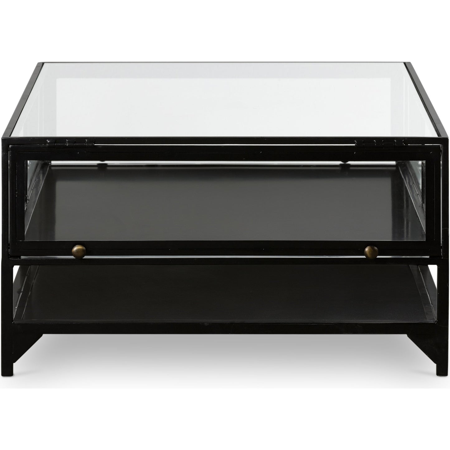 007 SR-369200 | Additional Silo | Shadow Box Coffee Table by Four Hands in black. Made from tempered glass, iron in a modern style.