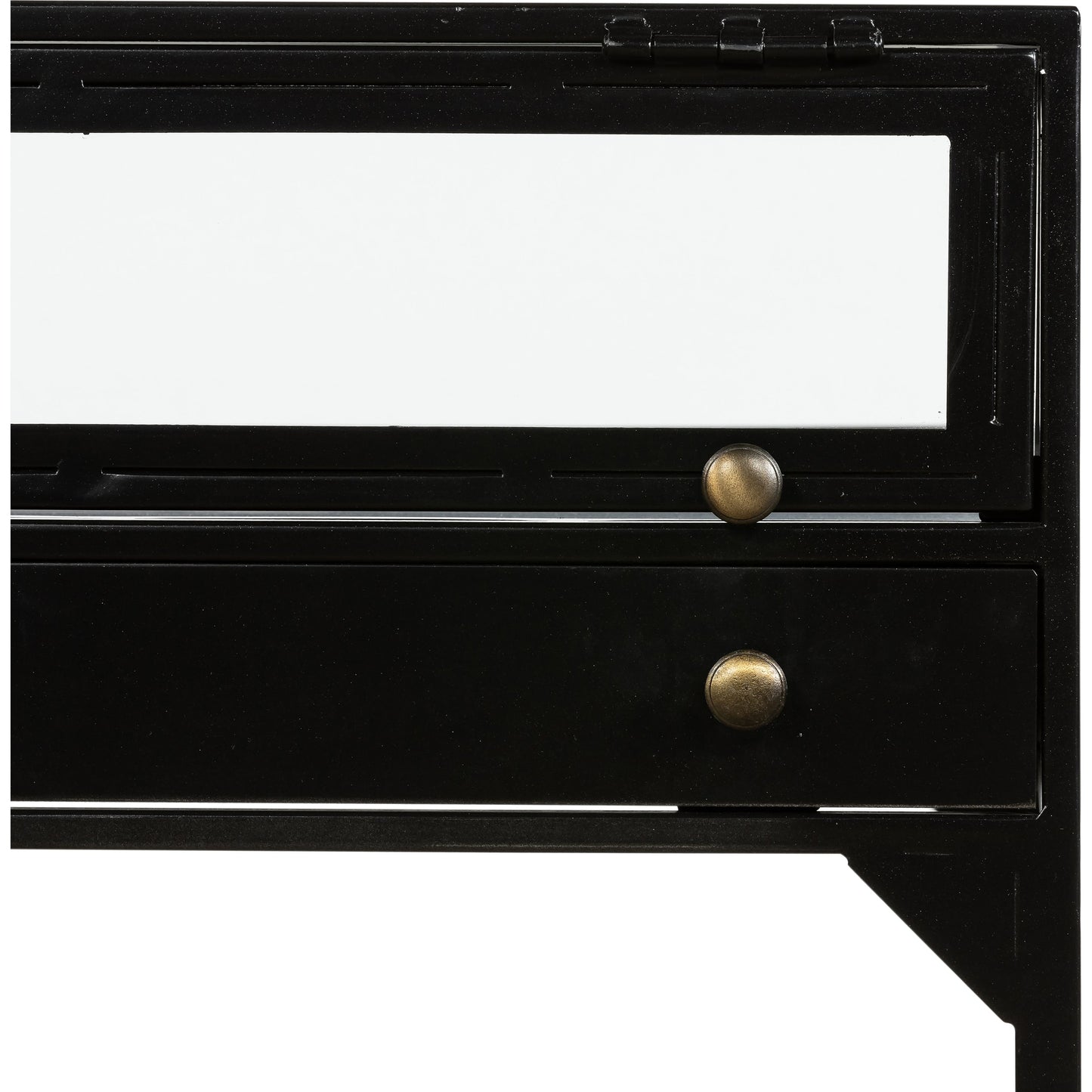 002 SR-369201 | Additional Silo | Shadow Box End Table by Four Hands in black. Made from tempered glass, iron in a modern style.