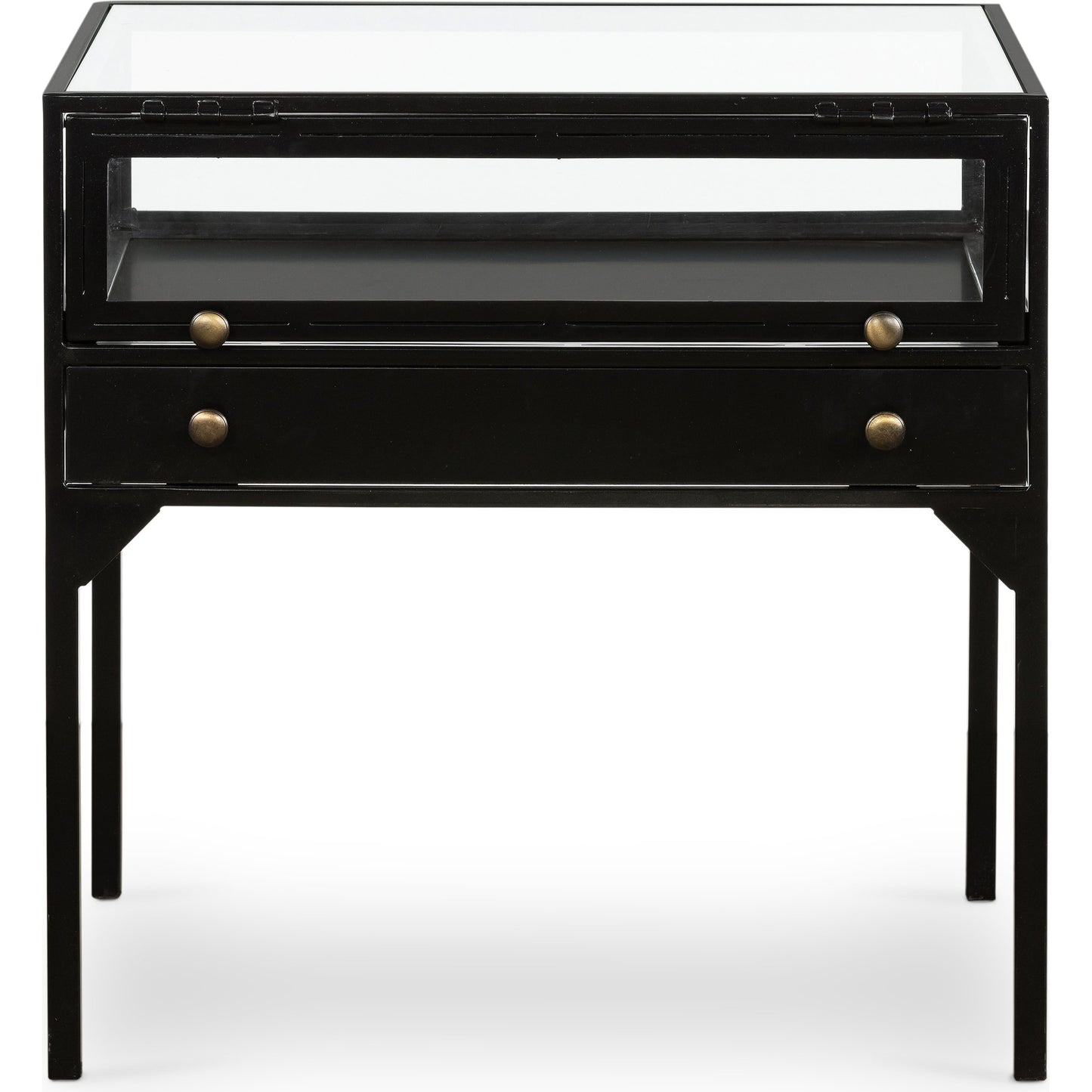 003 SR-369201 | Additional Silo | Shadow Box End Table by Four Hands in black. Made from tempered glass, iron in a modern style.