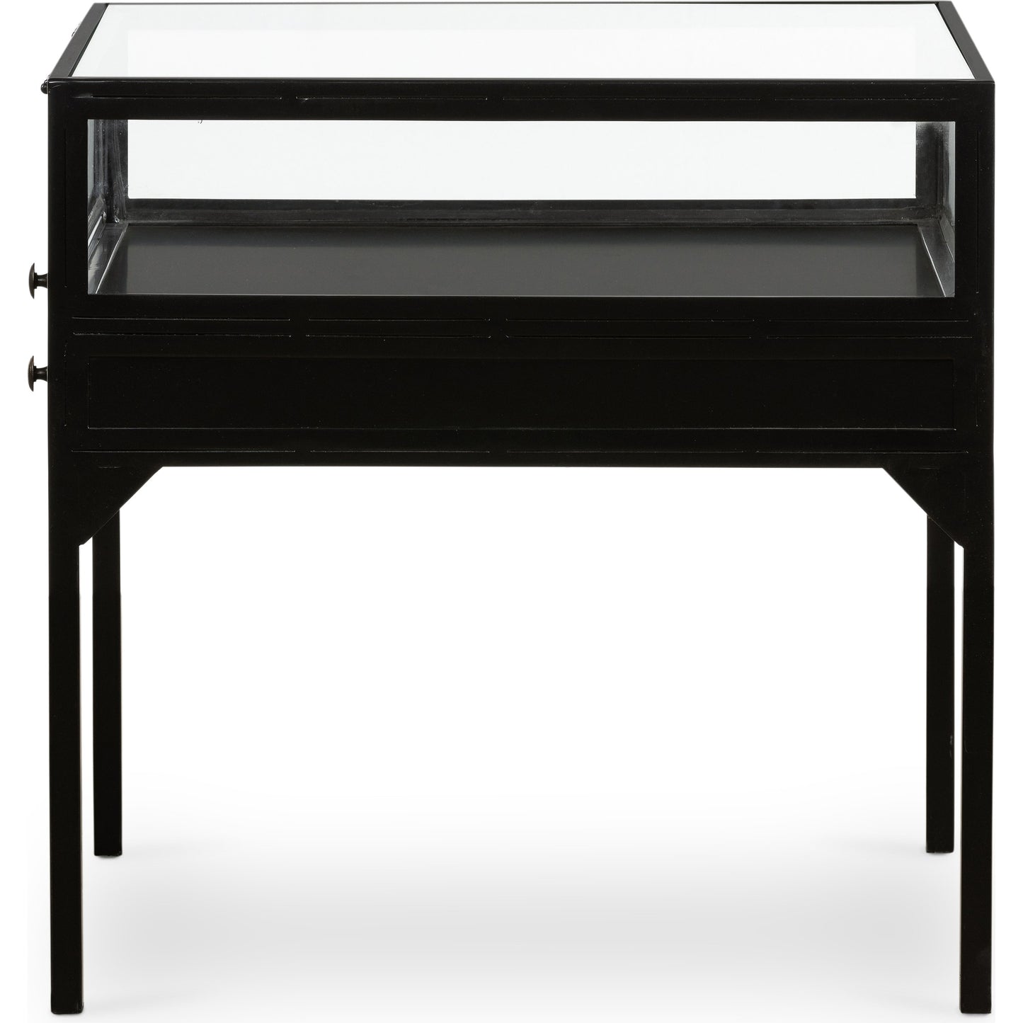 005 SR-369201 | Additional Silo | Shadow Box End Table by Four Hands in black. Made from tempered glass, iron in a modern style.