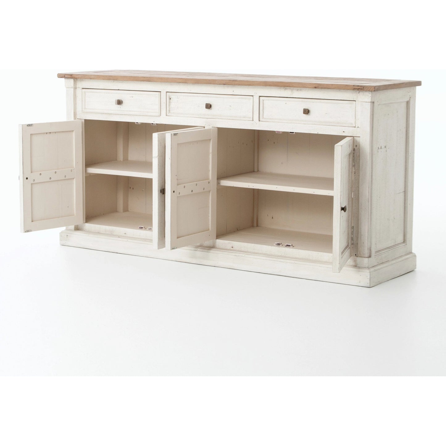 012 S-279237 | Closeup | Cintra Sideboard by Four Hands in limestone white, driftwood natural. Made from solid mixed reclaimed wood in a cottage & farmhouse style.