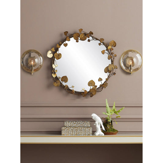 Marjiescope Wall Sconce by Currey and Company in antique brass. Made from metal, brass, prism optic crystal in a traditional style.