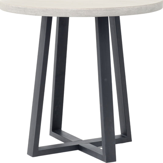 001 S-279264 | Primary Silo | Cyrus Round Table by Four Hands in gray and black, light gray. Made from lavastone composite, iron in a modern style.