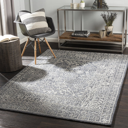 Vancouver Rug - 27333 by Surya in light slate, gray, charcoal. Made from 70% wool, 30% viscose in a unique style.