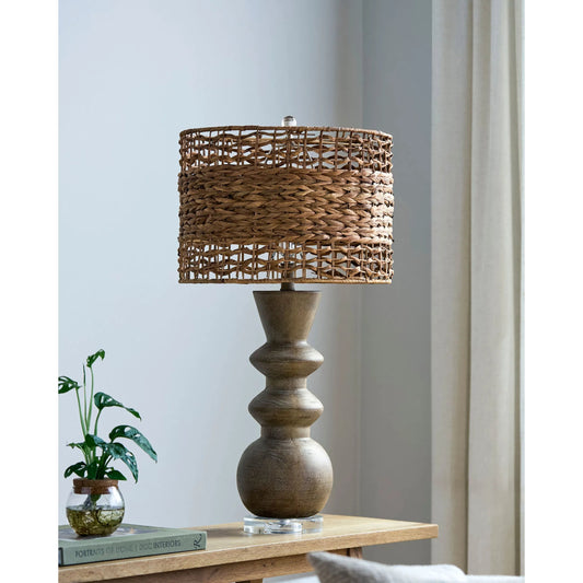 Vedruna Accent Table Lamp 625347 by Livabliss. Made from resin, crystal, linen, polyester in a rustic style.