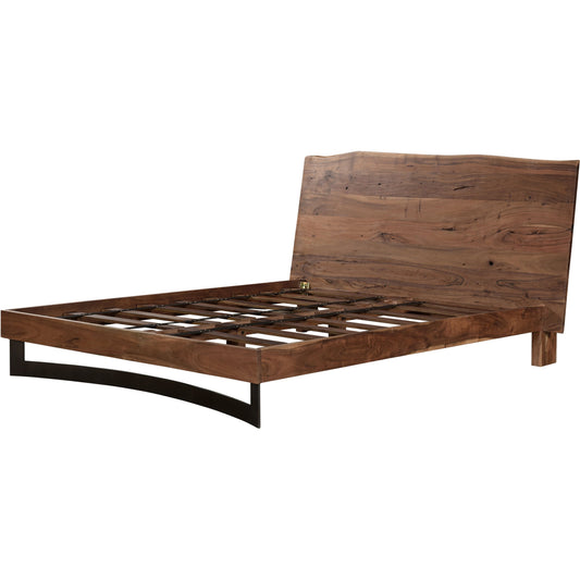 001 SI-2121861 | Primary Silo | Bent Bed by Moe's Home Collection in brown. Made from solid acacia, iron leg, wood slats in a modern style.