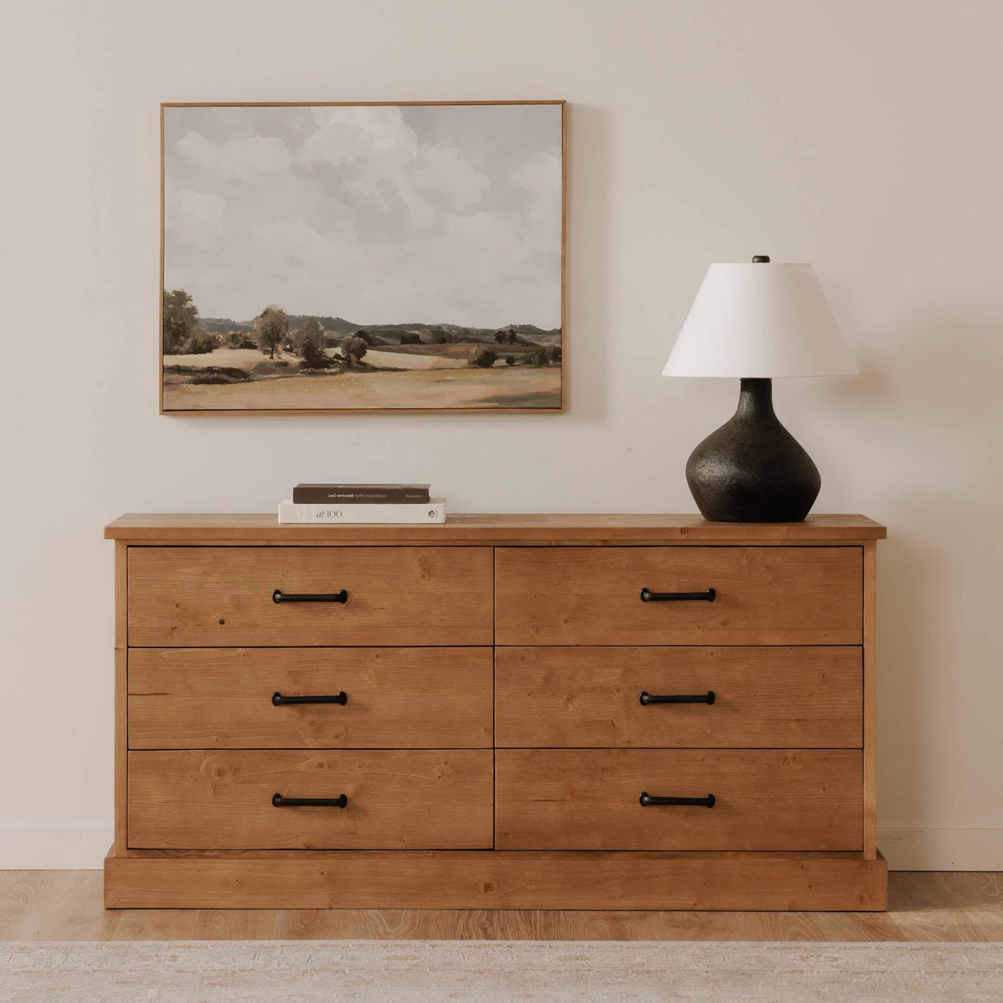 010 SI-2368367 | Lifestyle | Tade 6 Drawer Dresser Honey Pine by Moe's Home Collection in honey pine. Made from solid pine wood, mdf back in a unique style.