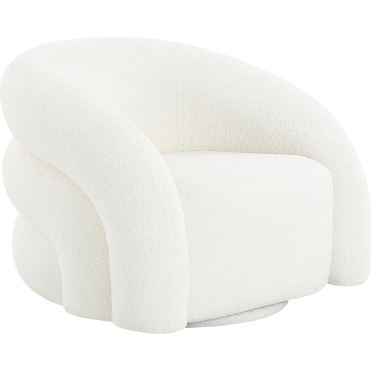 Azzurro Swivel Chair by Pasargad Home in ivory. Made from polyester in a modern style.