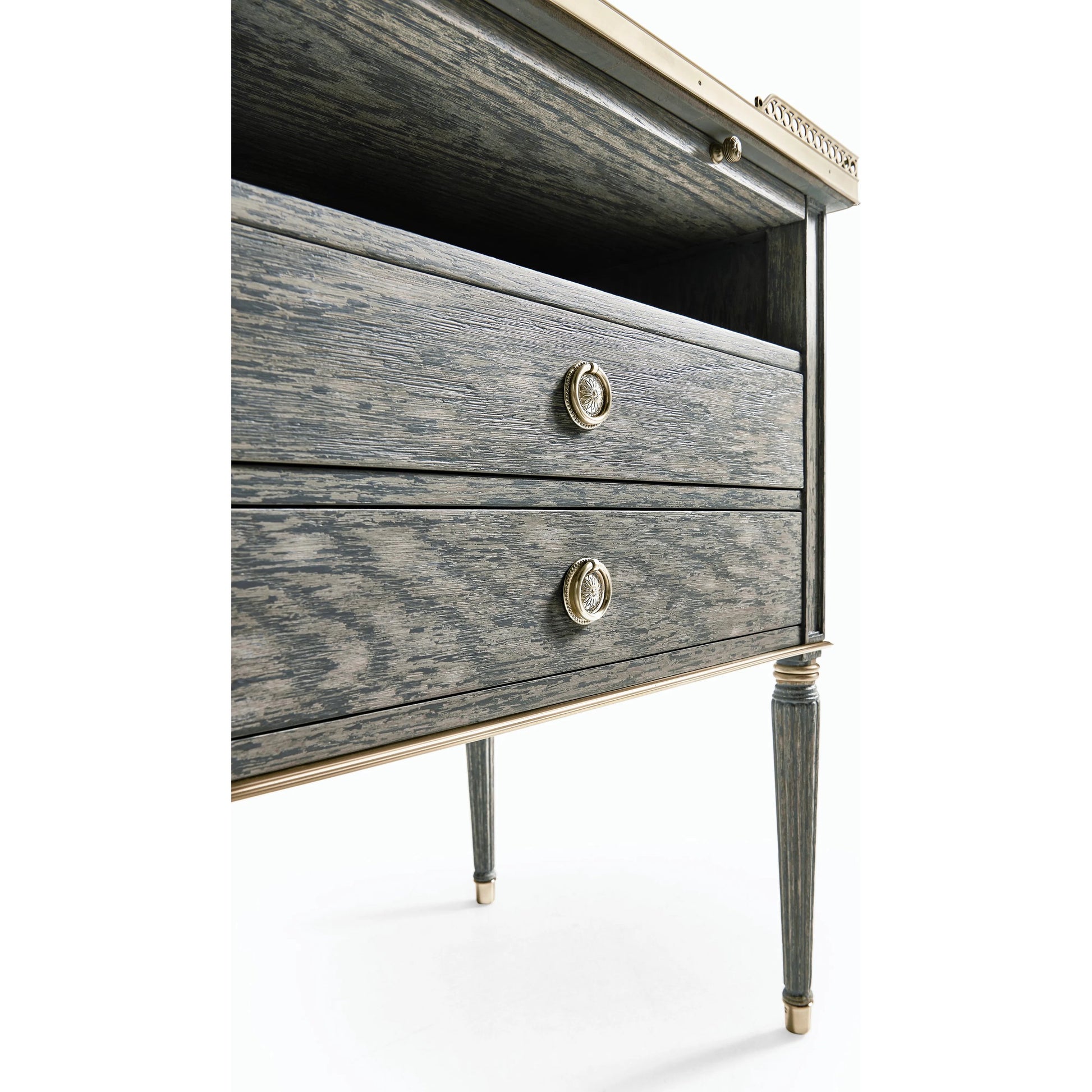 Arlingham Nightstand by Jonathan Charles in blue and chipped blue oak. Made from oak solids, veneers in a modern style.