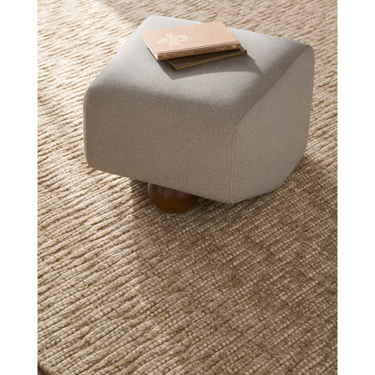 Veda Ottoman by Surya in brown. Made from polyester, rubber wood, polyester wrapped foam in a transitional style.