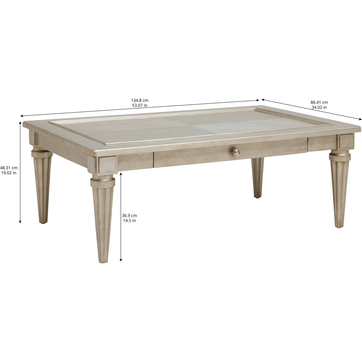 005 SI-1946529 | Additional Silo | Morrissey Kirke Cocktail Table by A.R.T. Furniture in silver and bezel. Made from parawood solids, primavera veneers in a transitional style.