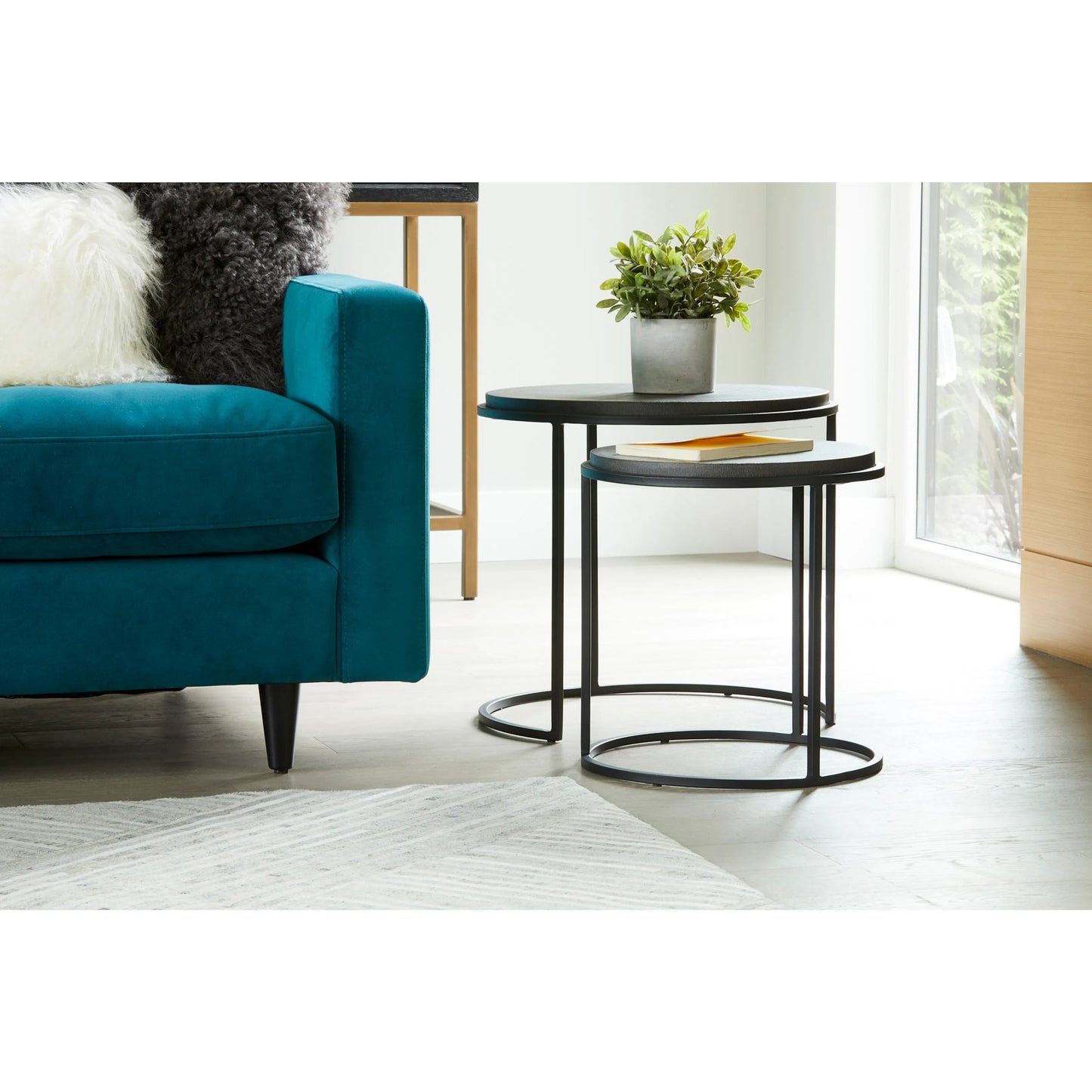 009 S-339830 | Lifestyle | Roost Nesting Tables (Set of 2) by Moe's Home Collection in black. Made from lavastone top, iron base in a modern style.