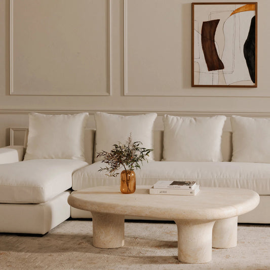 Warby Outdoor Coffee Table by Moe's Home Collection in beige. Made from cement, fiberglass in a transitional style.