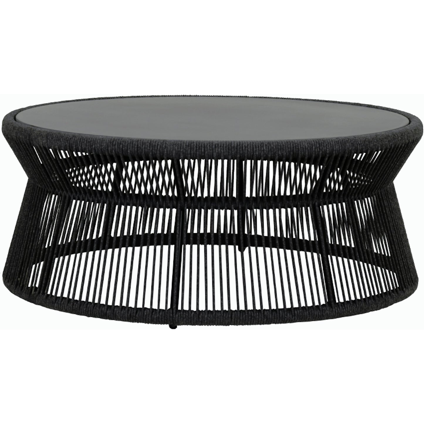 001 SI-2167031 | Additional Silo | Milano Outdoor 40" Round Coffee Table by Sunset West in slate. Made from olefin rope in a coastal style.
