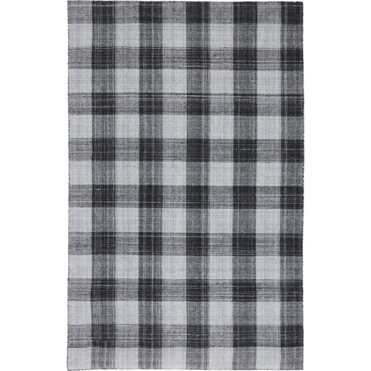 Jemma Transitional Plaid Rug - I8050 by Feizy in black, gray. Made from polyester in a unique style.
