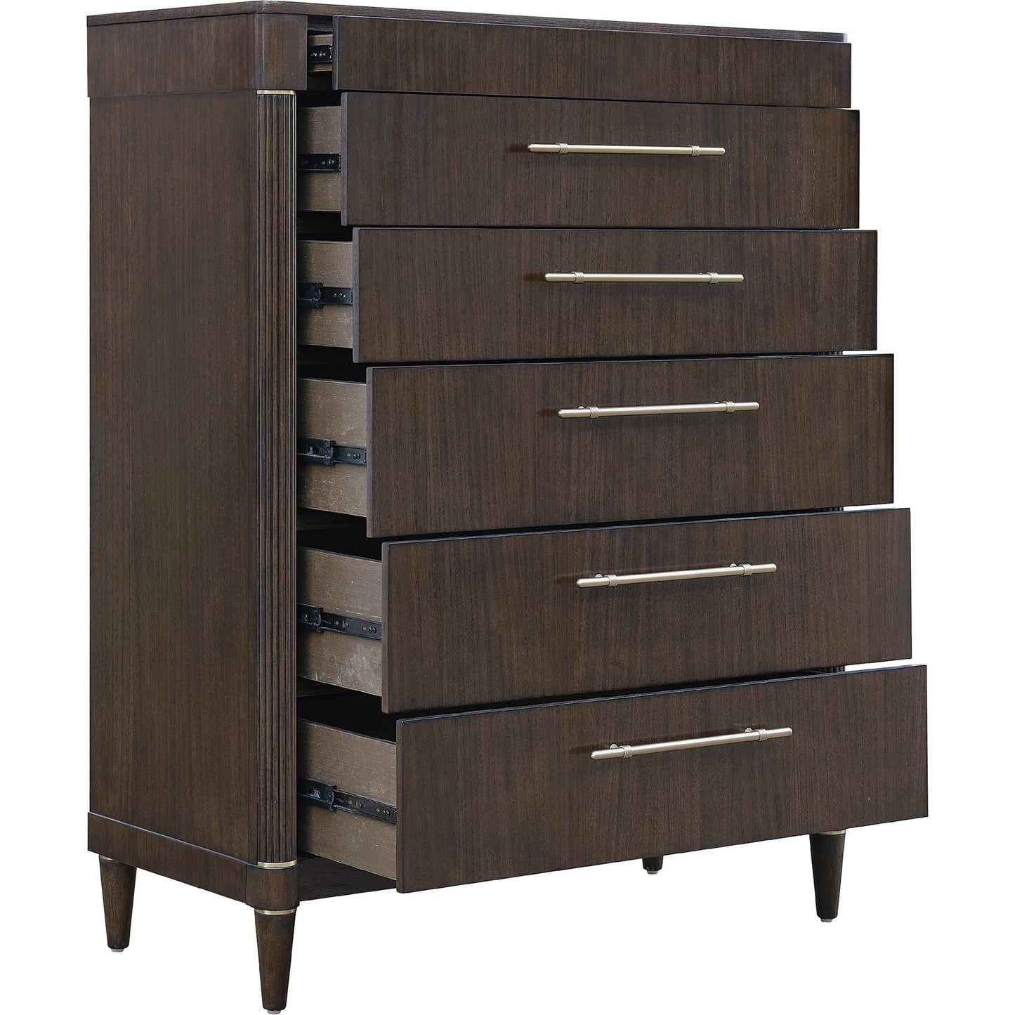 003 SI-2449347 | Additional Silo | Asher Park 6 Drawer Chest by Pulaski Furniture in piano brown. Made from eucalyptus veneers in a unique style.