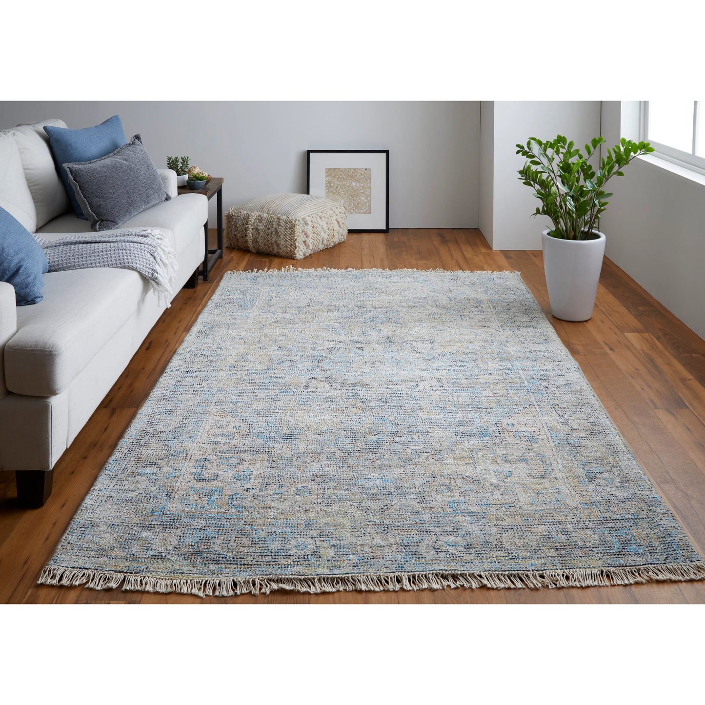016 SI-1754240,SI-1754241,SI-1754242,SI-1754243,SI-1754244,SI-1754245 | Lifestyle | Caldwell Transitional Rug - 8802F by Feizy in blue, gray, tan. Made from wool, viscose in a unique style.