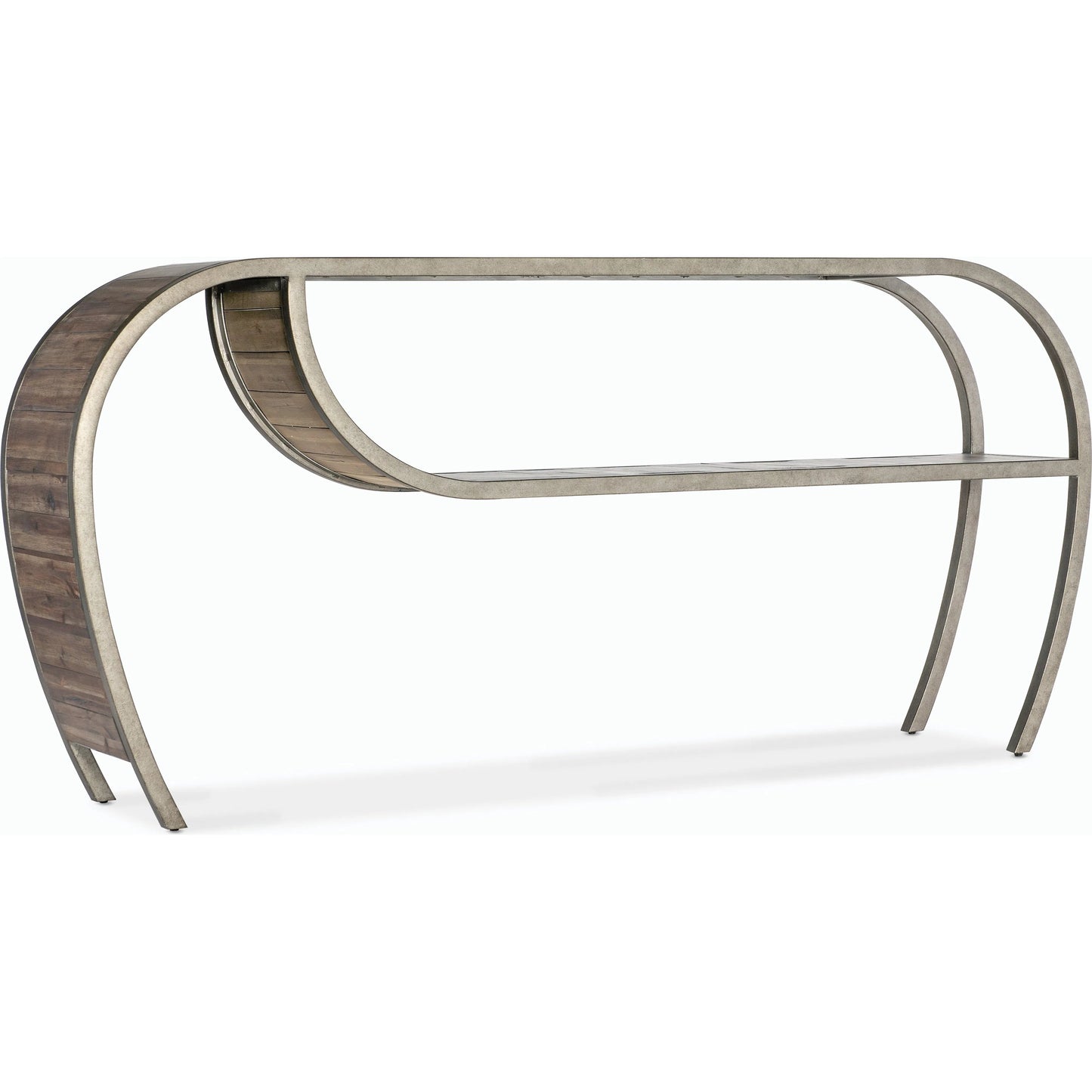 002 SI-2185838 | Additional Silo | Commerce & Market Open Ended Console Table by Hooker Furniture in medium wood and natural medium wood finish. Made from acacia solids and metal tube in a modern style.