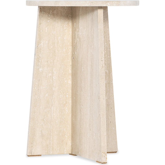 Melange Cirque Spot Table by Hooker Furniture in beige, white. Made from travertine xalapa honed stone in a transitional style.