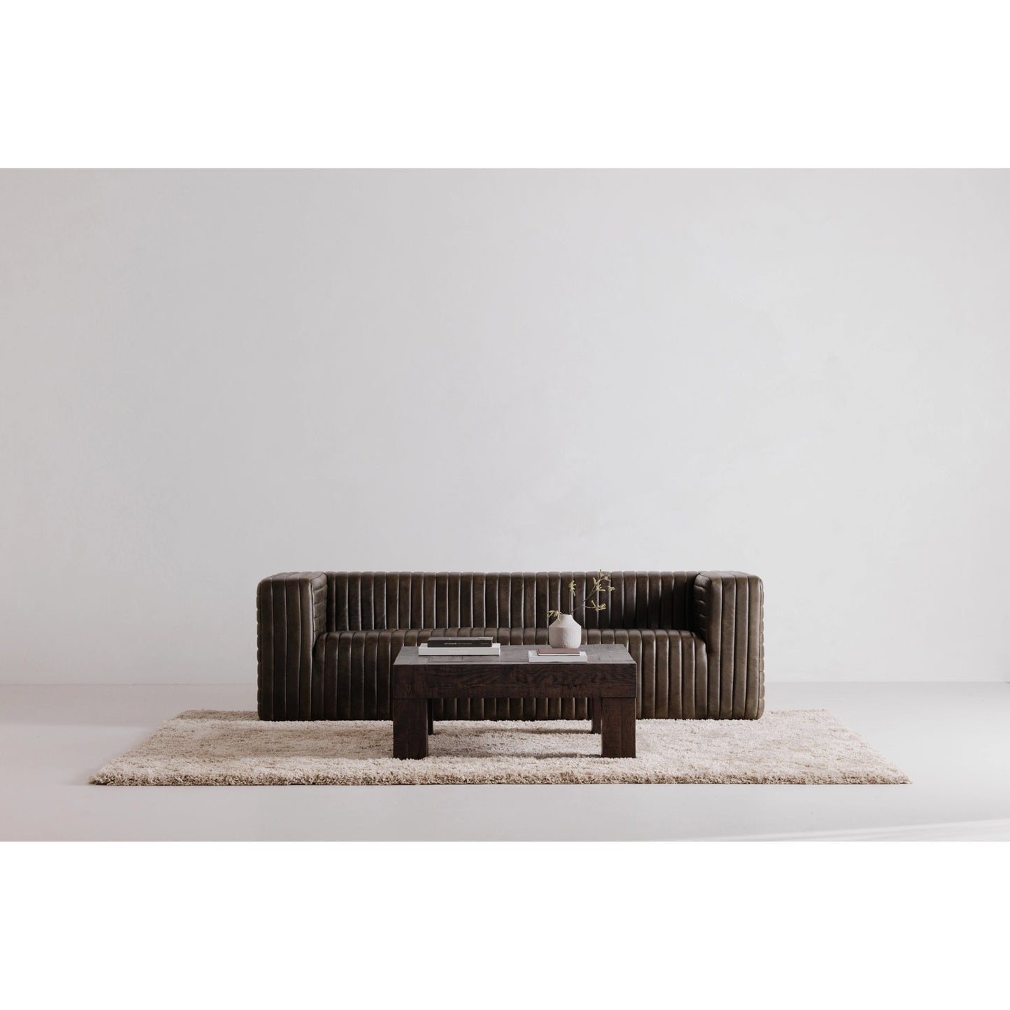 007 SI-1985217 | Lifestyle | Evander Square Coffee Table by Moe's Home Collection in rustic brown. Made from solid reclaimed oak, plywood support in a modern style.
