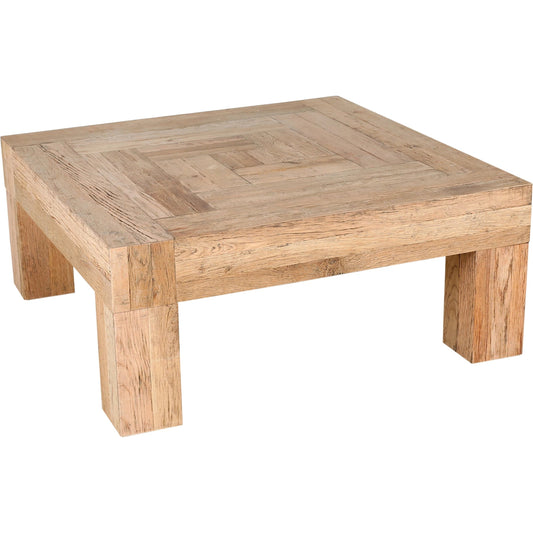 Evander Table Aged Oak by Moe's Home Collection in natural. Made from solid reclaimed oak frame, oak veneer over plywood in a rustic style.