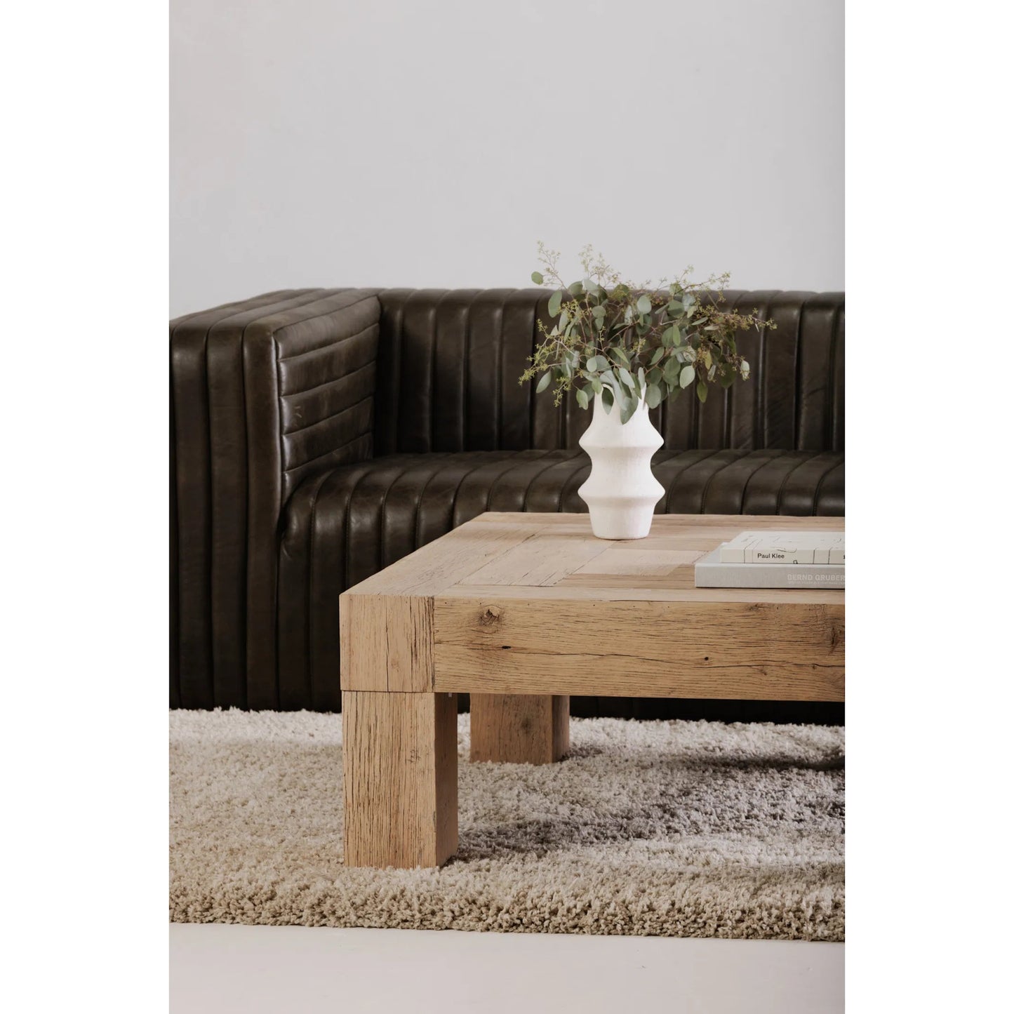 015 SI-1771687 | Lifestyle | Evander Table Aged Oak by Moe's Home Collection in natural. Made from solid reclaimed oak frame, oak veneer over plywood in a rustic style.