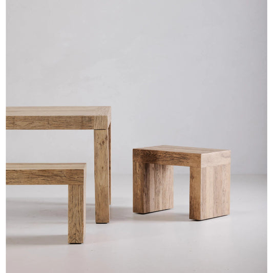 Evander Dining Stool by Moe's Home Collection. Made from solid reclaimed oak, plywood support in a modern style.