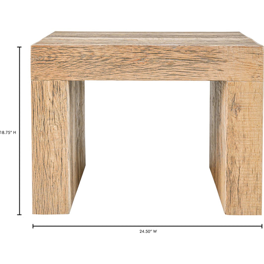 Evander Dining Stool by Moe's Home Collection. Made from solid reclaimed oak, plywood support in a modern style.