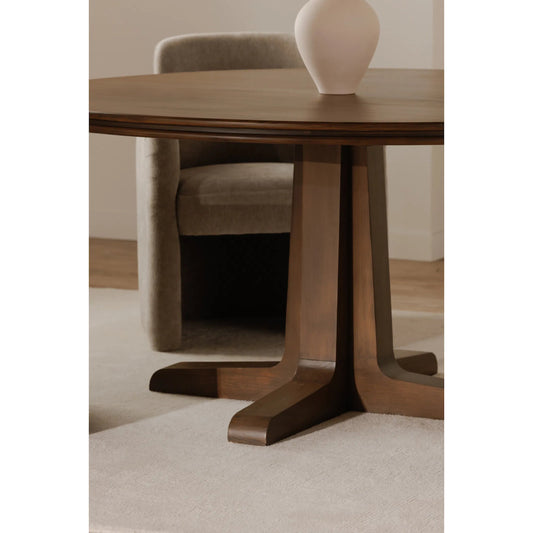 Charles Dining Table by Moe's Home Collection in brown. Made from solid pine edge with pine veneer over plywood top, solid pine base in a traditional style.