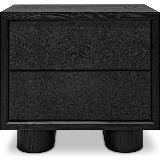 002 SI-2441494 | Primary Silo | Marcelle Nightstand by Moe's Home Collection. Made from shagreen patterned polyurethane, solid oak frame, oak veneer over mdf top, side, metal in a modern style.