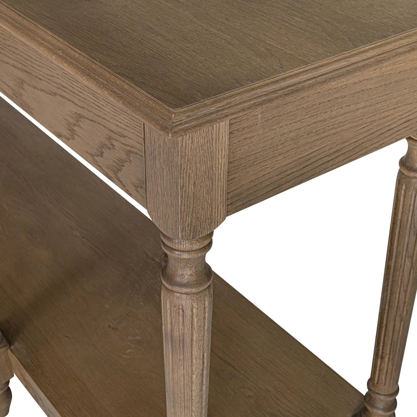 006 SI-2441506 | Closeup | Martha Console Table by Moe's Home Collection in brown. Made from solid oak frame, oak veneer over plywood top, oak veneer drawer interior in a traditional style.