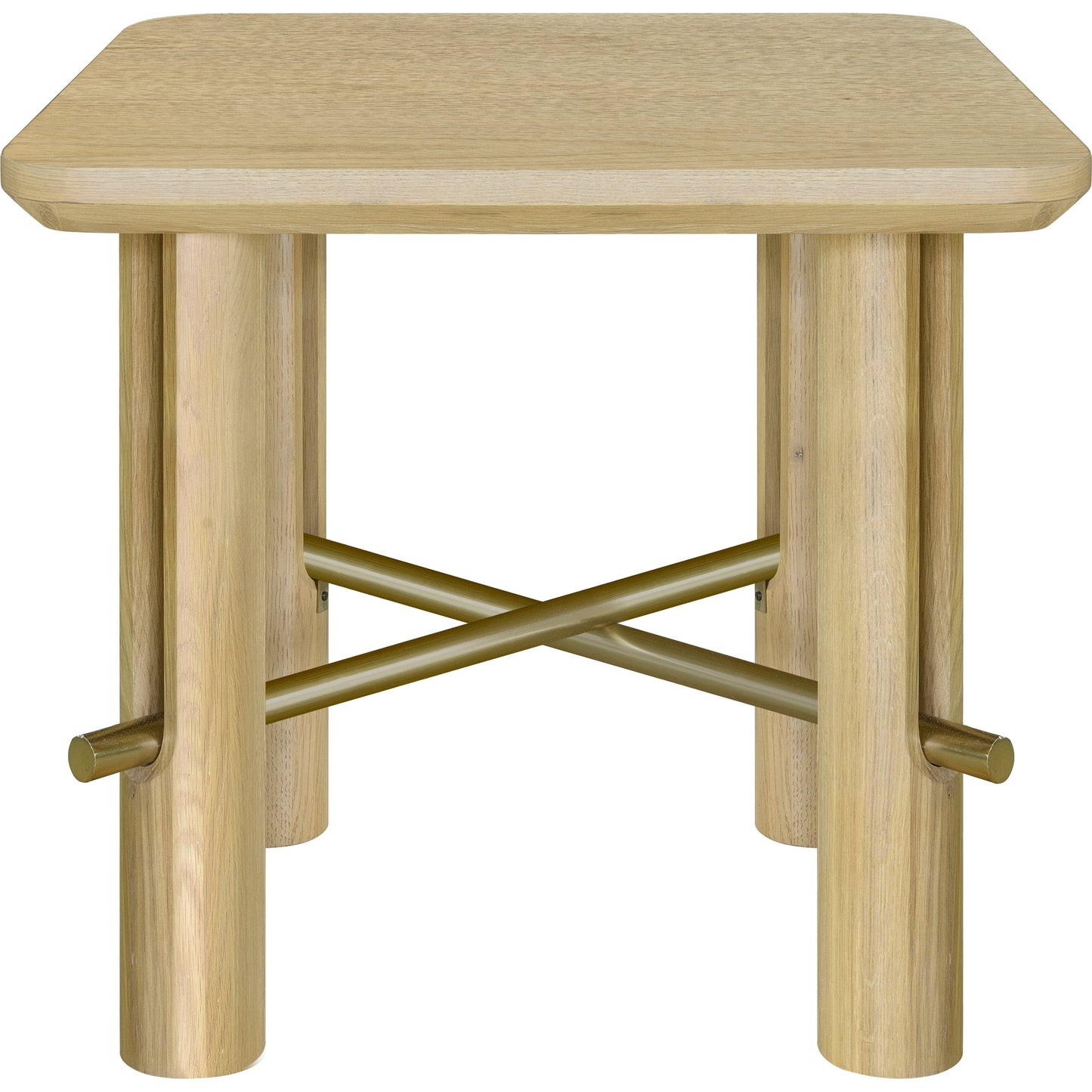 002 SI-2133372 | Additional Silo | Valdo End Table by Surya in clear, metallic brass and wood finish. Made from top: oak, base: metal in a modern style.