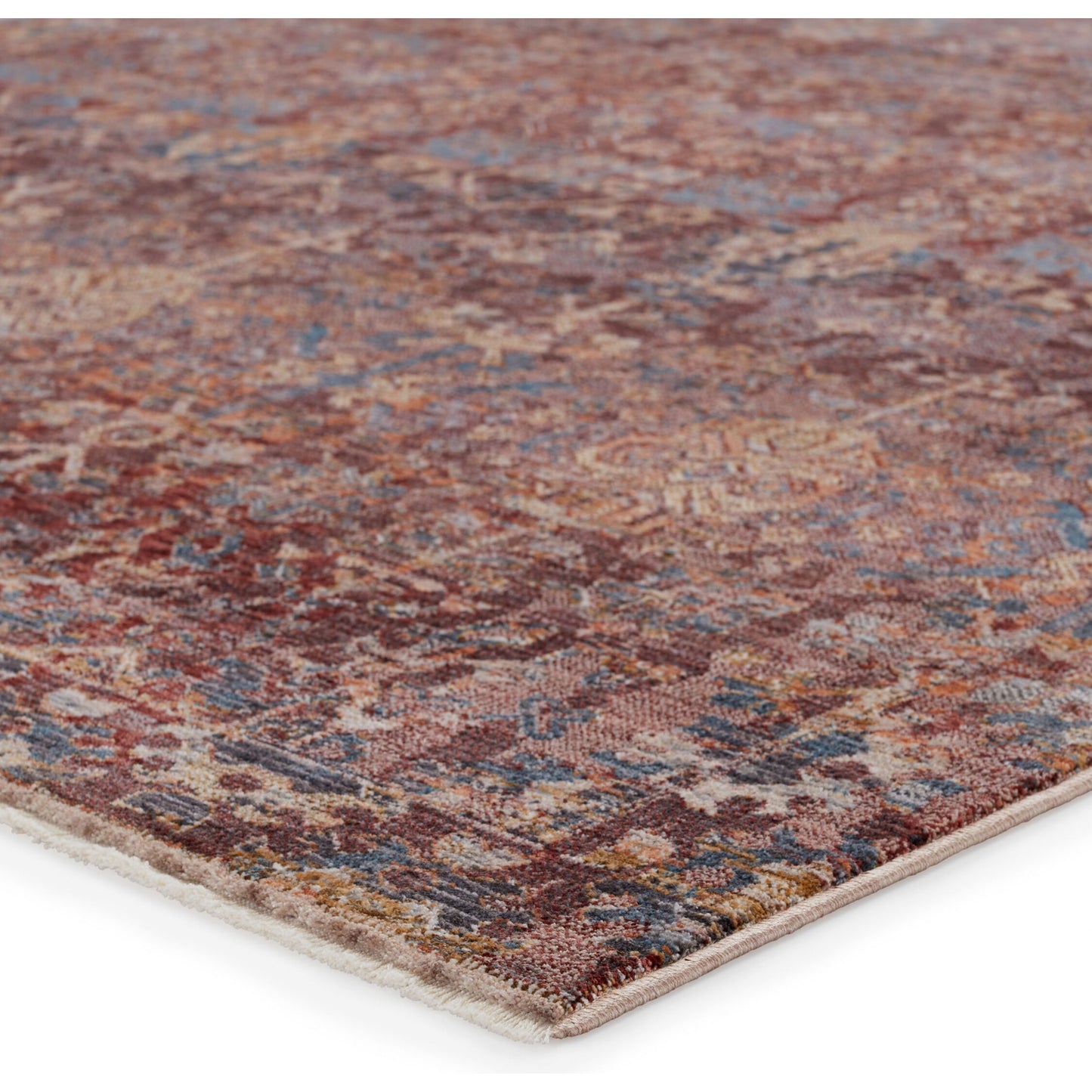 002 SI-1782068,SI-1782071,SI-1785575,SI-1795265 | Closeup | Marisol Rug by Jaipur Living in maroon, blue. Made from 65% polyester 35% viscose in a unique style.