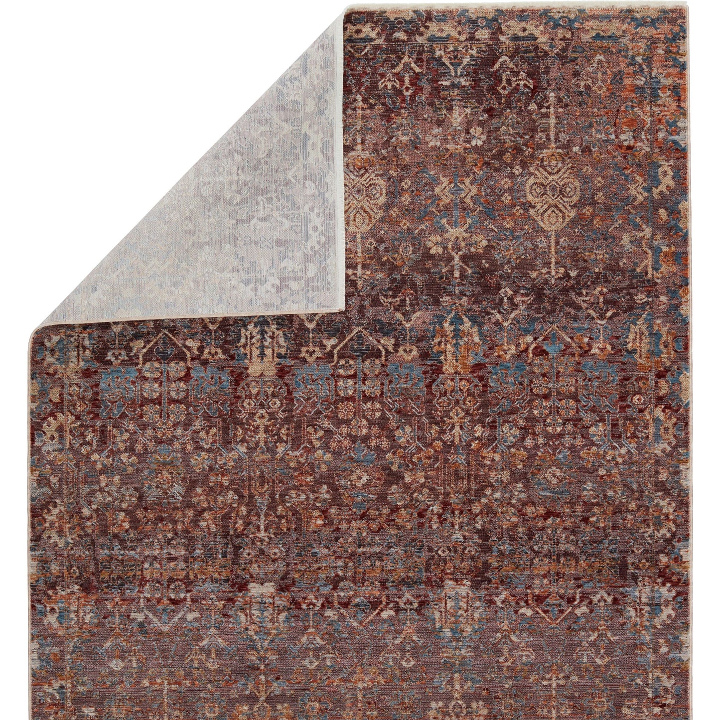 003 SI-1782068,SI-1782071,SI-1785575,SI-1795265 | Closeup | Marisol Rug by Jaipur Living in maroon, blue. Made from 65% polyester 35% viscose in a unique style.