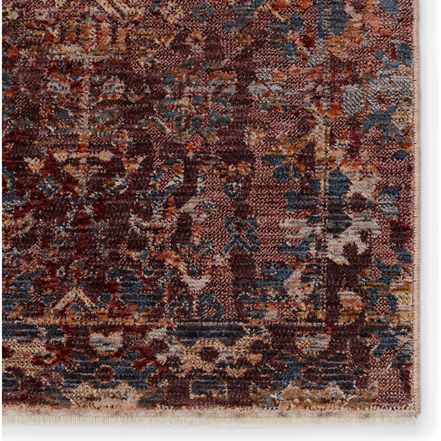 004 SI-1782068,SI-1782071,SI-1785575,SI-1795265 | Closeup | Marisol Rug by Jaipur Living in maroon, blue. Made from 65% polyester 35% viscose in a unique style.
