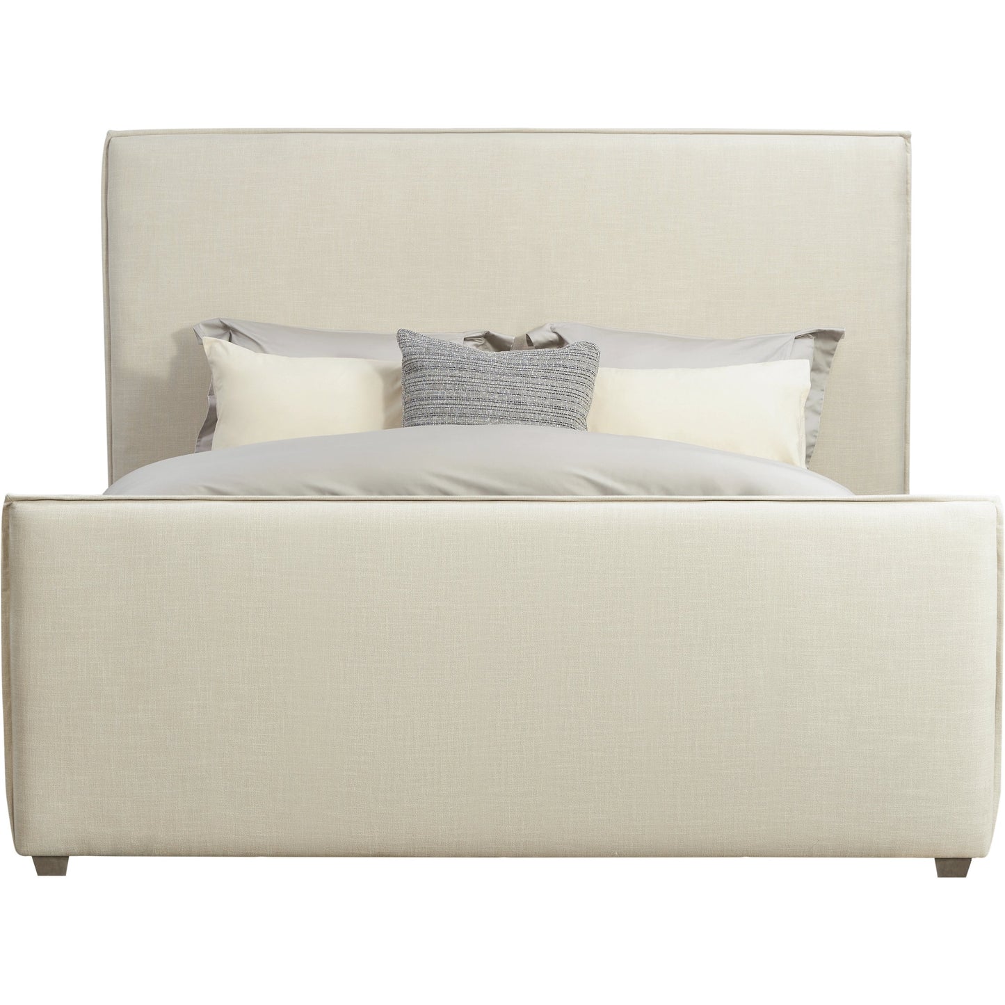 005 SI-2130653,SI-2130654 | Primary Silo | Zest Flanged Upholstered Bed by Zest in beige, flax and cream. Made from rubberwood, fabric in a modern style.