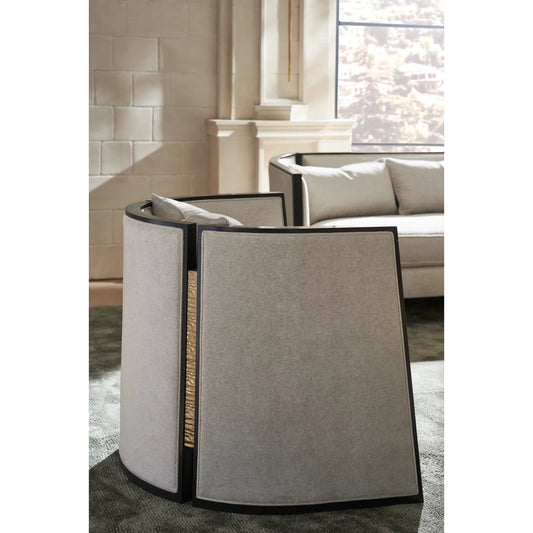 Cut Away Side Chair by Caracole in gold and seal skin, brushed gold. Made from birch in a modern style.