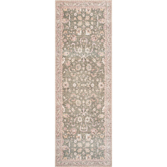 Vinny 533587 Rug by Livabliss in emerald, cream, orange, light pink, dark green. Made from polyester in a unique style.
