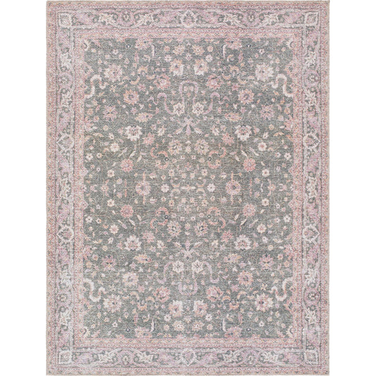 Vinny 533587 Rug by Livabliss in emerald, cream, orange, light pink, dark green. Made from polyester in a unique style.