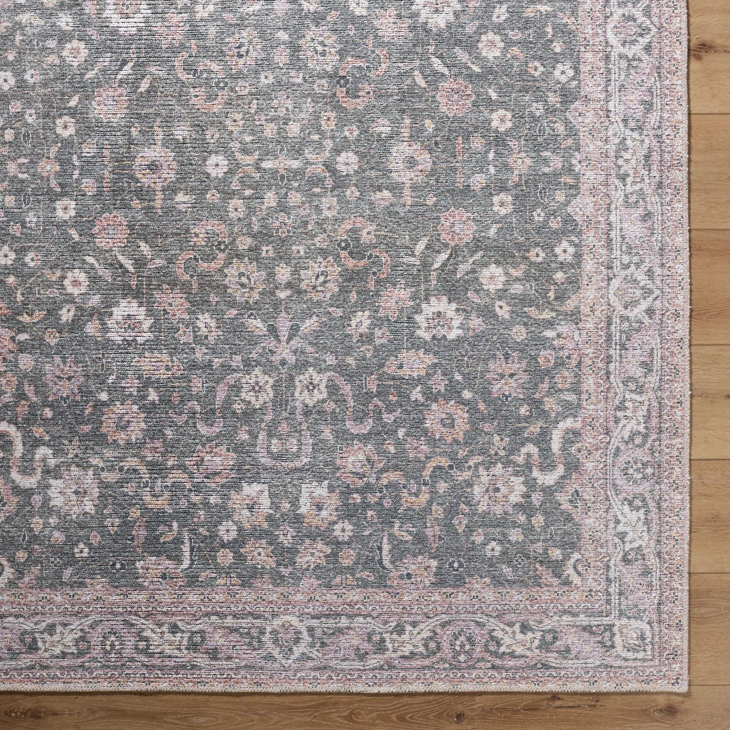 007 SI-2245653,SI-2245654,SI-2245655,SI-2245656,SI-2245657 | Closeup | Vinny 533587 Rug by Livabliss in emerald, cream, orange, light pink, dark green. Made from polyester in a unique style.