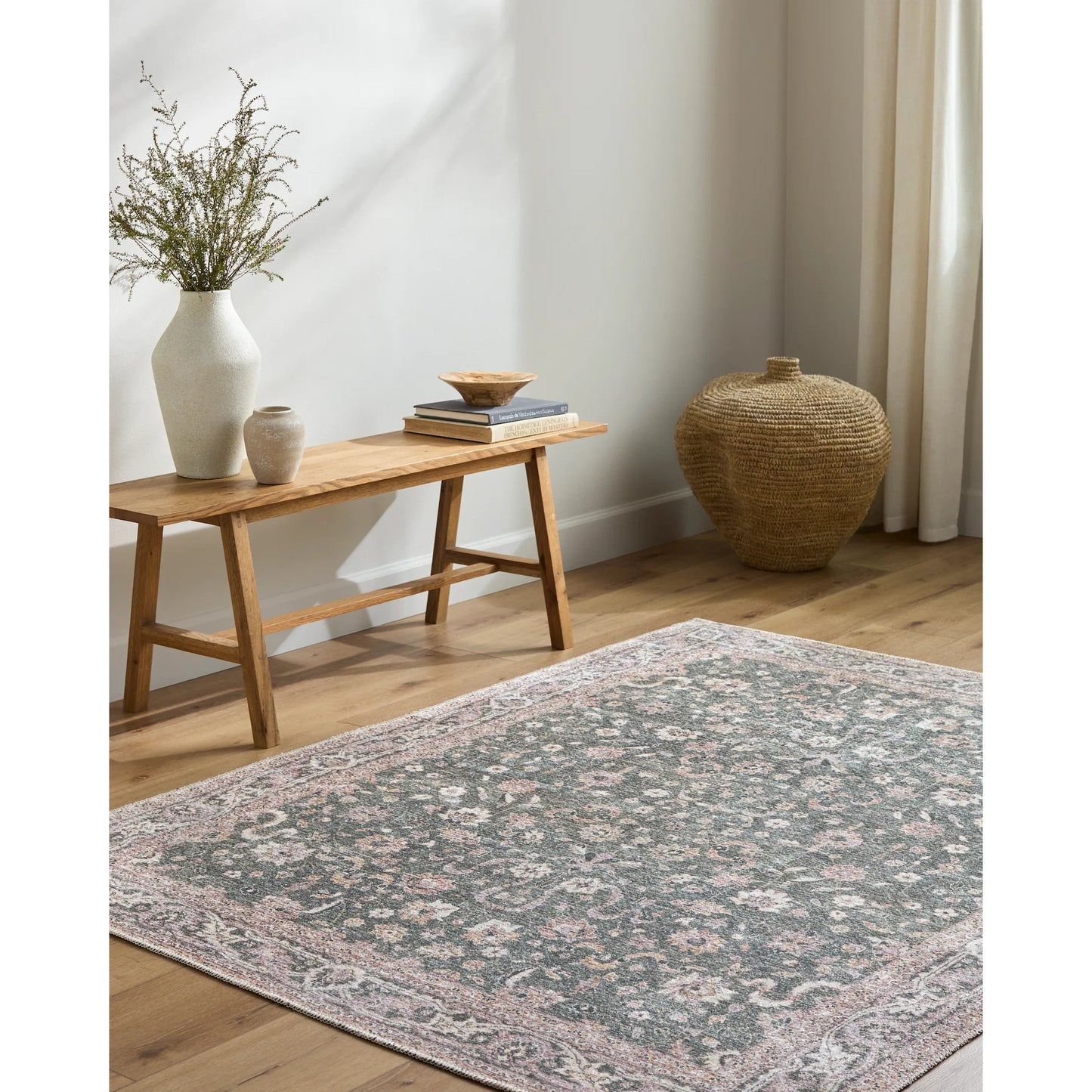 008 SI-2245653,SI-2245654,SI-2245655,SI-2245656,SI-2245657 | Lifestyle | Vinny 533587 Rug by Livabliss in emerald, cream, orange, light pink, dark green. Made from polyester in a unique style.