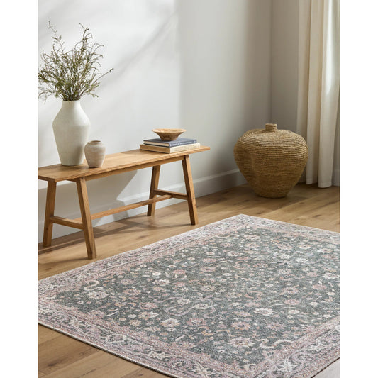 Vinny 533587 Rug by Livabliss in emerald, cream, orange, light pink, dark green. Made from polyester in a unique style.