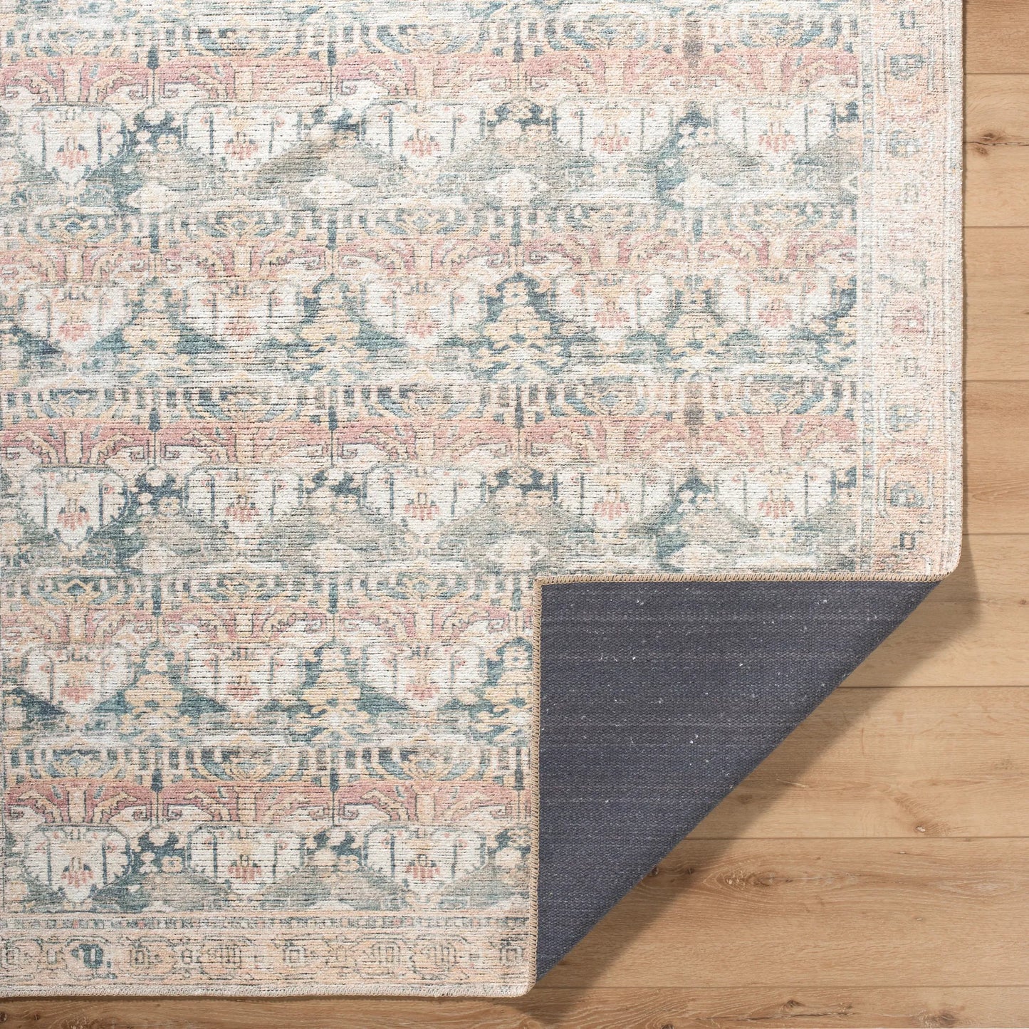 005 SI-2245663,SI-2245664,SI-2245665,SI-2245666,SI-2257757 | Closeup | Vinny 533611 Rug by Livabliss in medium green, cream, tan, rust, orange. Made from polyester in a unique style.