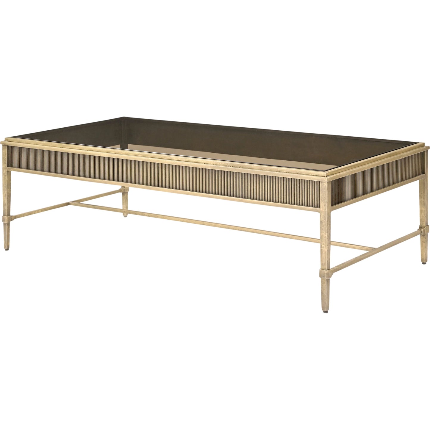 001 SI-2541188 | Primary Silo | Valenza Coffee Table by Surya in brown, metallic brass and brass, electroplated, tinted. Made from glass, iron in a unique style.