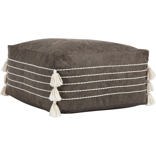 Ezekiel Vegan Leather Pouf by Villa by Classic Home in hickory. Made from unique in a eclectic & global style.