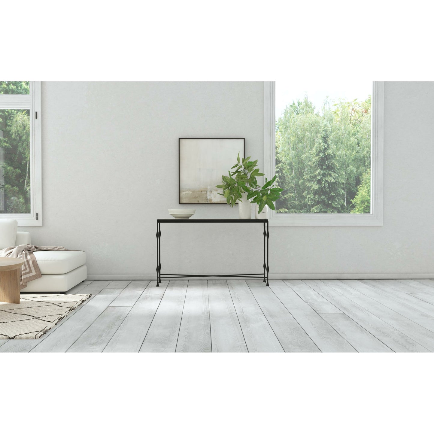 009 SI-1873101 | Lifestyle | Commerce & Market Metal-Wood Console Table by Hooker Furniture in black. Made from white travertine stone, carbon steel in a transitional style.