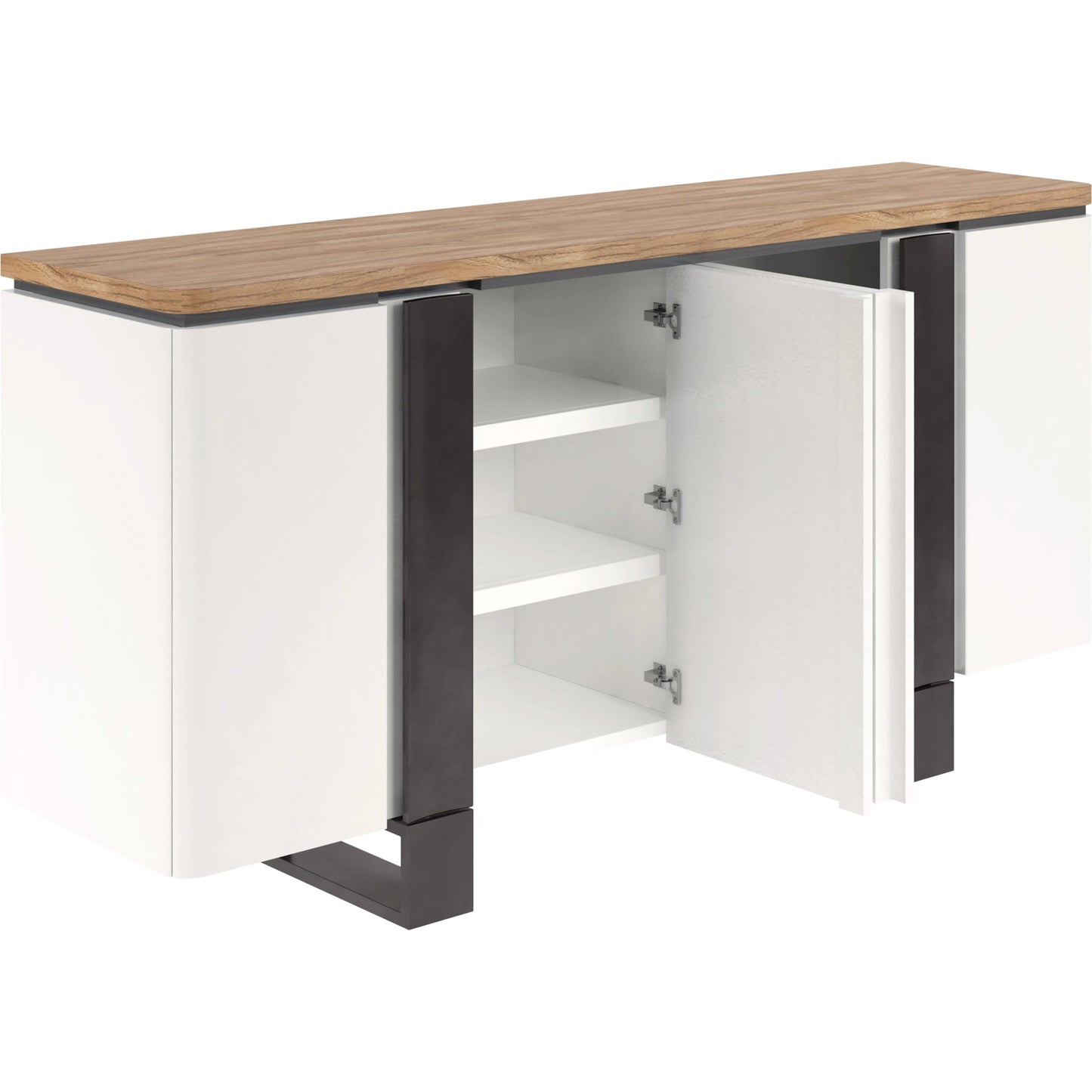 003 SI-2065165 | Additional Silo | Portico Credenza by A.R.T. Furniture in sienna, white plaster, matte black. Made from parawood solids, mindi veneers, resin in a modern style.