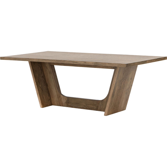 Pryor Dining Table by Four Hands in smoked grey and smoked gray. Made from thick oak veneer, solid oak, engineered hardwood in a modern style.