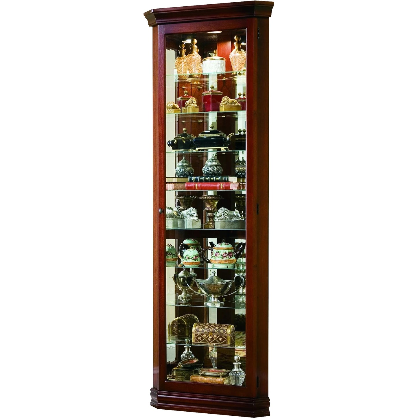001 SI-2155499 | Primary Silo | Victorian Cherry Corner Curio by Pulaski Furniture in cherry brown. Made from select hardwoods in a traditional style.