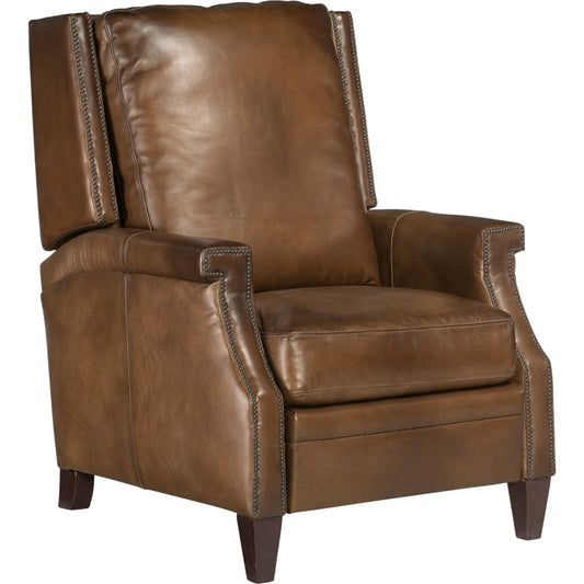 001 SI-1748722 | Primary Silo | Collin Manual Push Back Recliner by Hooker Furniture in checkmate pawn. Made from leather in a traditional style.